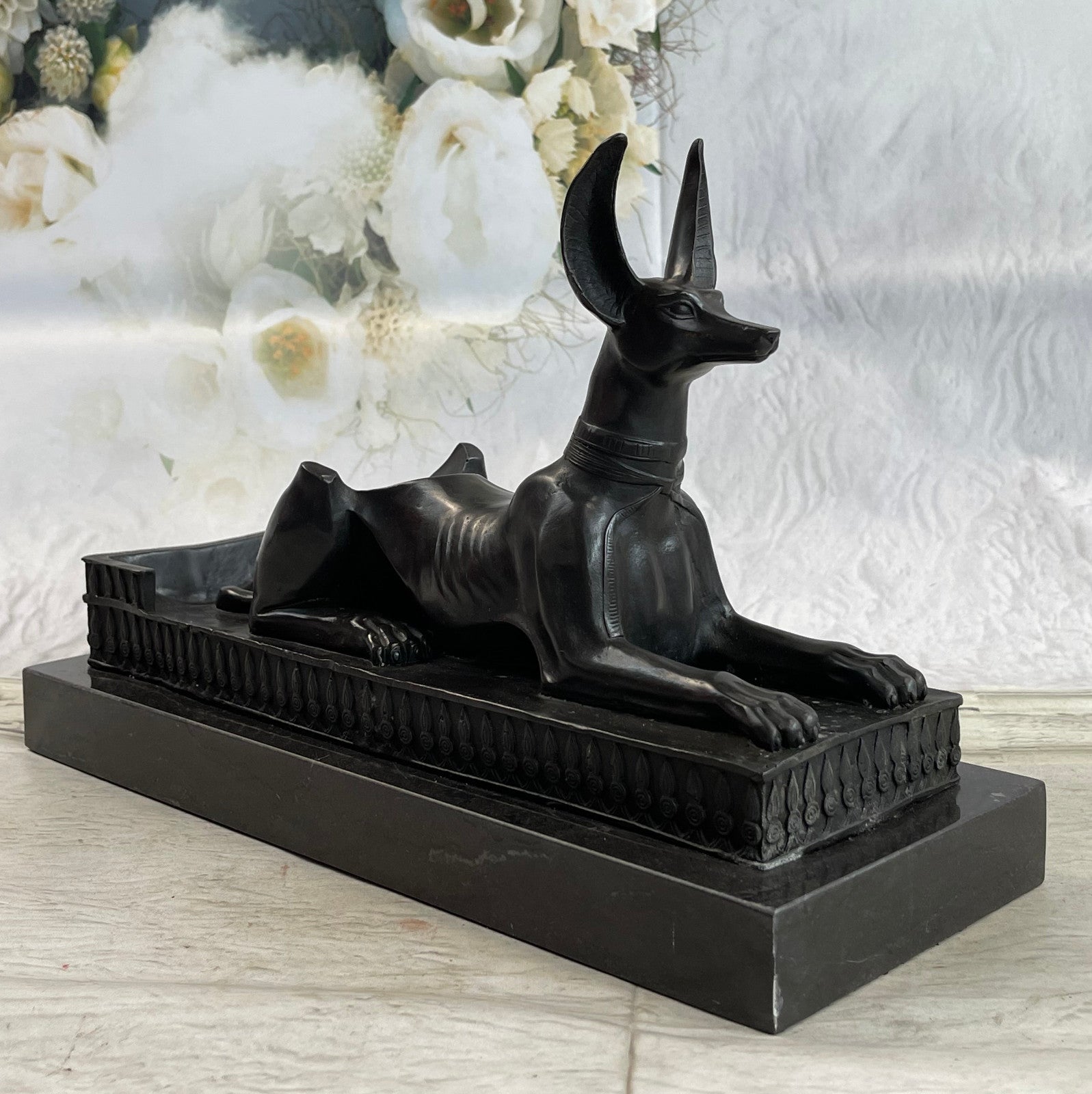 Art Deco Hand Made by Lost Wax Egypt Egyptian Dog Bronze Sculpture Statue Gift