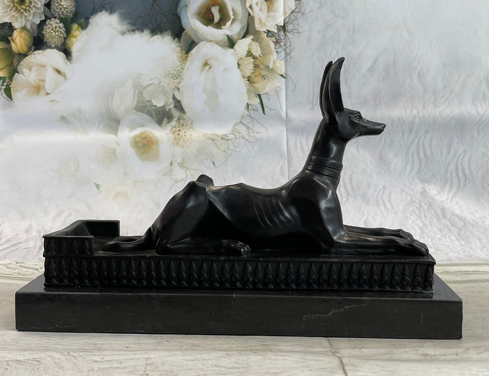 Art Deco Hand Made by Lost Wax Egypt Egyptian Dog Bronze Sculpture Statue Gift