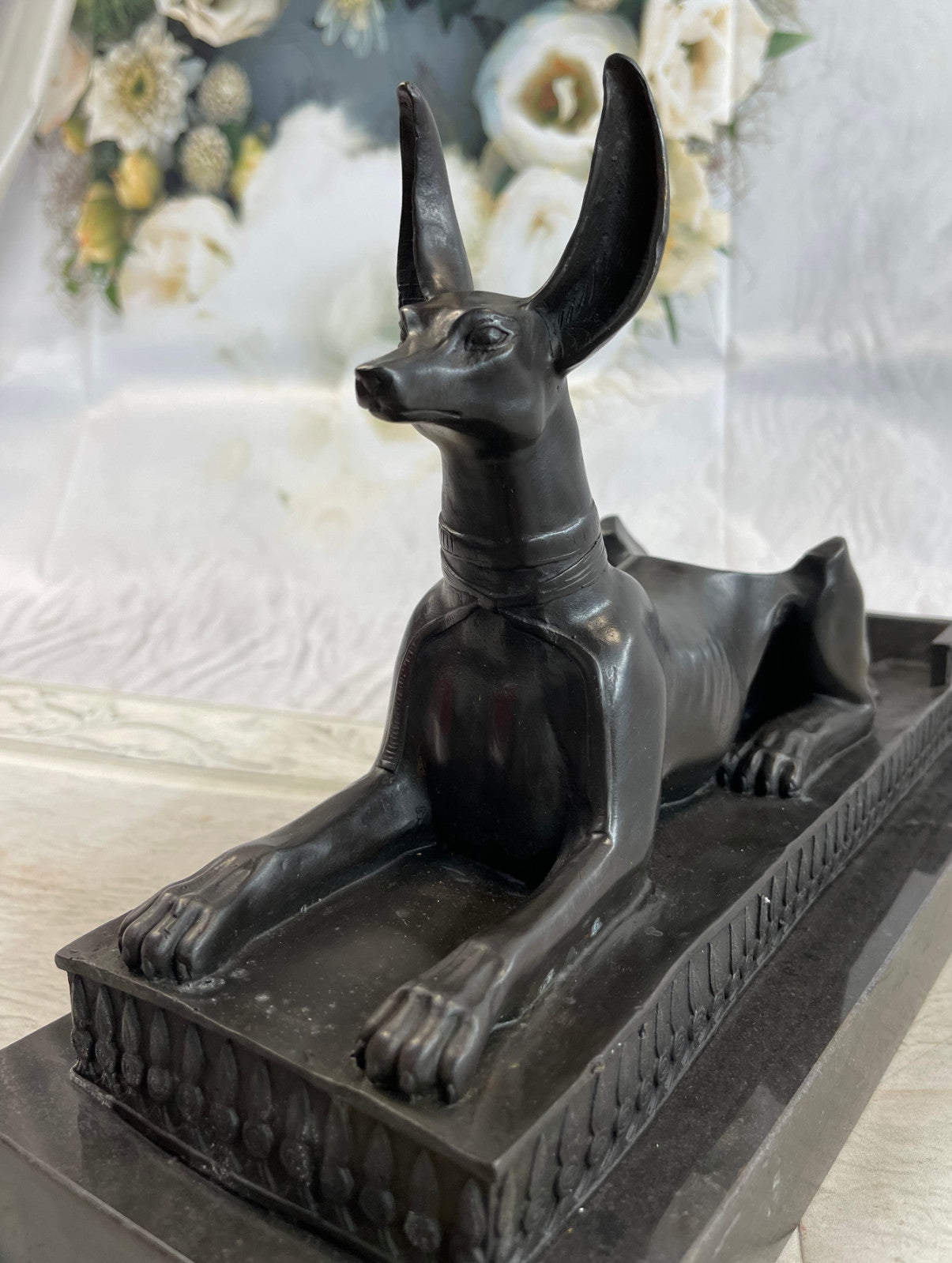 Art Deco Hand Made by Lost Wax Egypt Egyptian Dog Bronze Sculpture Statue Gift