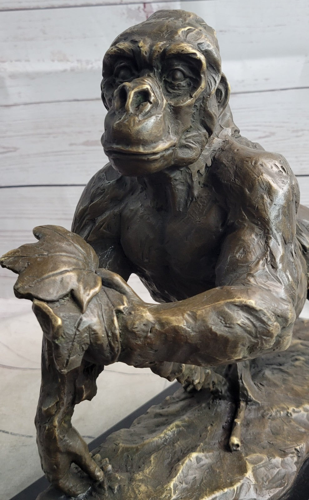 Handcrafted Signed Fisher American Artist Large Gorilla Bronze Sculpture Statue