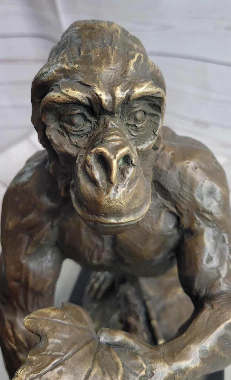 Handcrafted Signed Fisher American Artist Large Gorilla Bronze Sculpture Statue