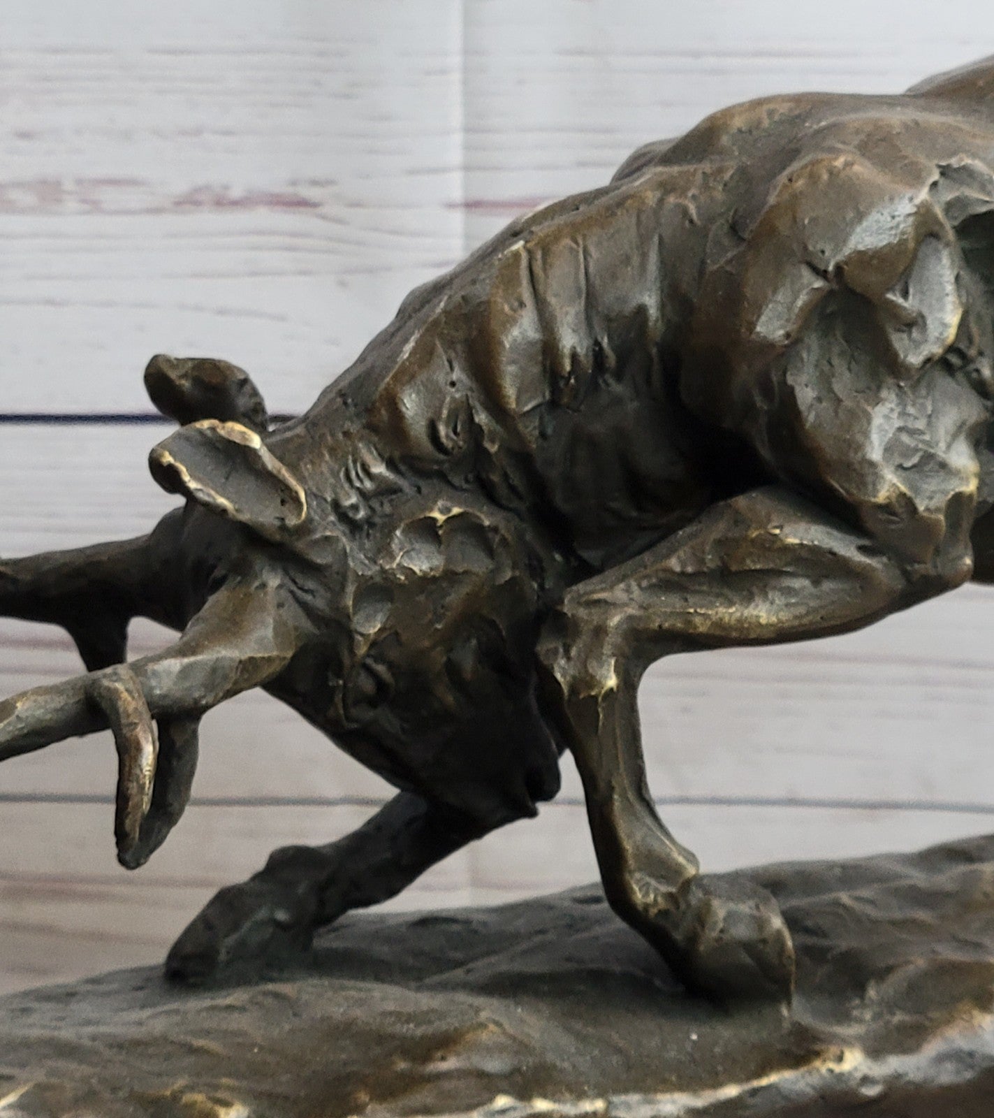 Art Deco Confrontation Between Stag and a Bear Extra Large Bronze Sculpture