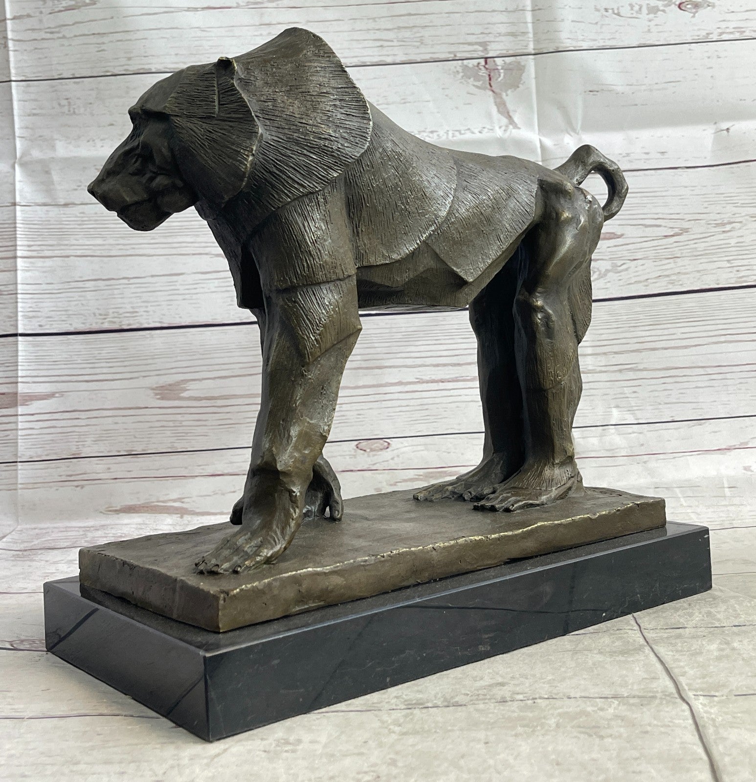 Baboon  Statue by European Bronze Finery Original Wildlife Animal Artwork Statue