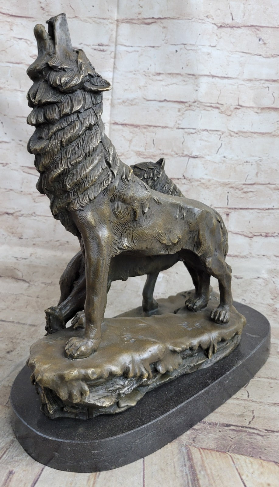 Father`s Day Special Two Wolf Wolves Art Deco Hot Cast Bronze Sculpture Sale Art