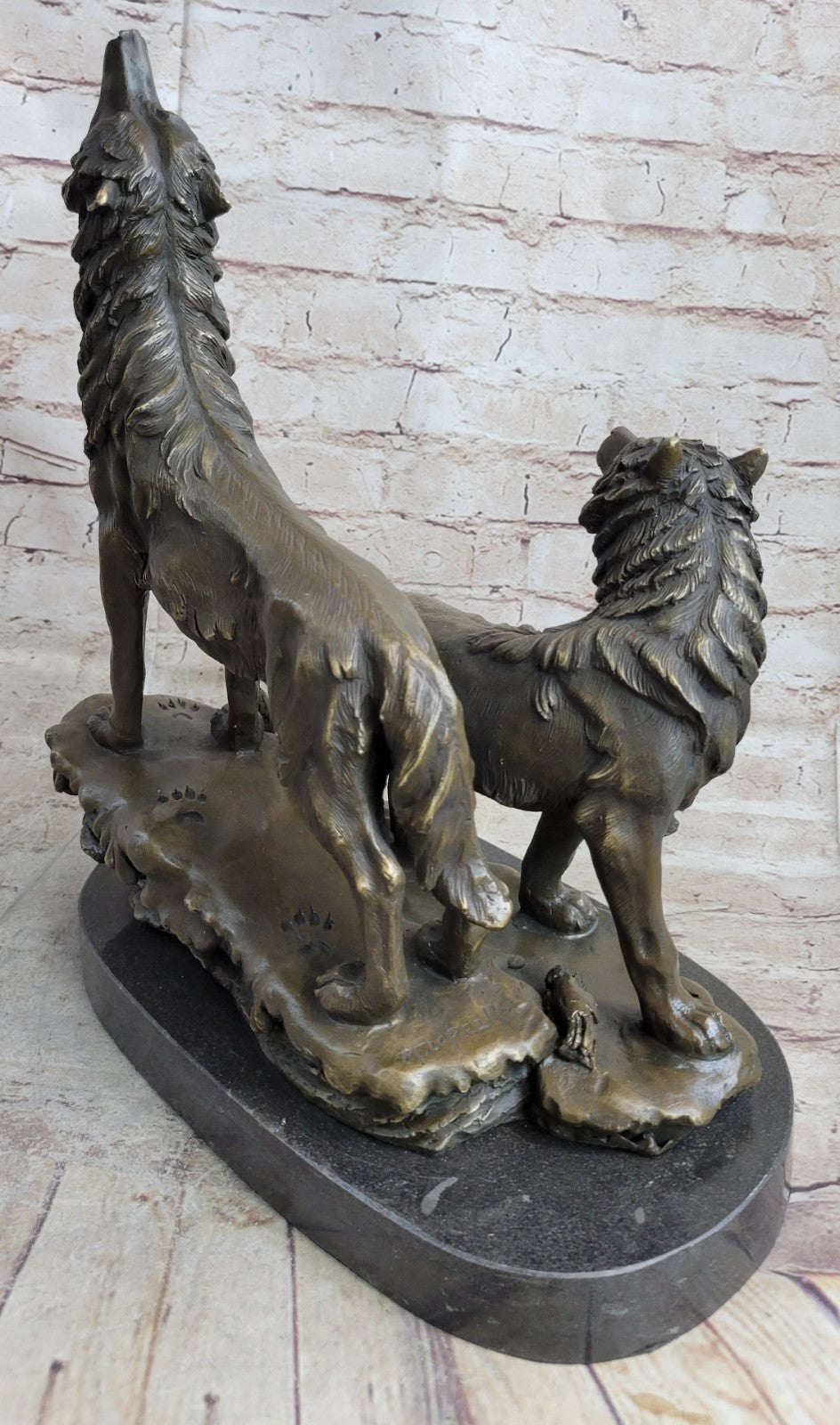 Father`s Day Special Two Wolf Wolves Art Deco Hot Cast Bronze Sculpture Sale Art