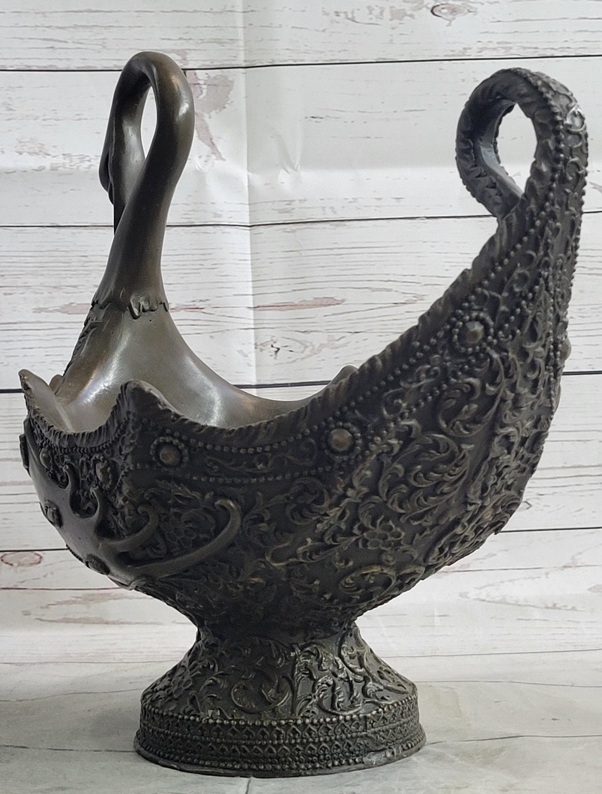 Art Nouveau Hot Cast swan planter Bronze Sculpture Classic Artwork Figurine Gift