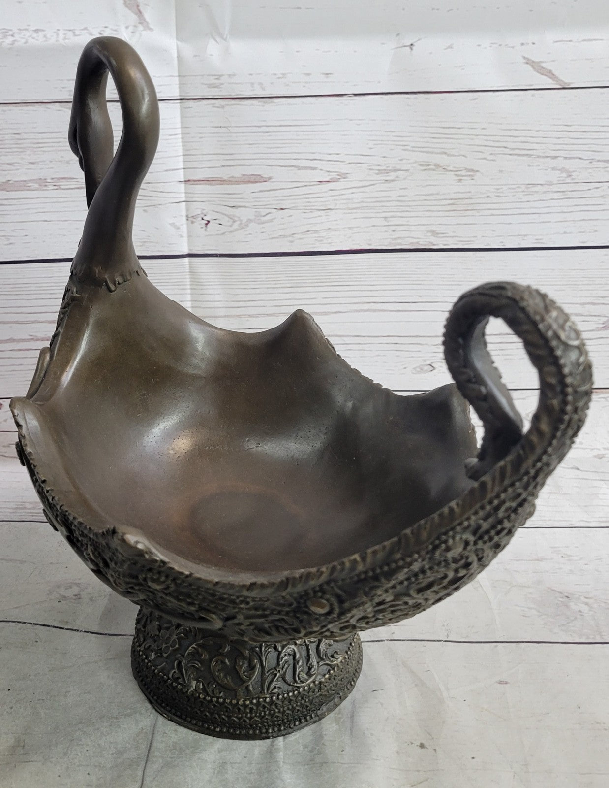 Art Nouveau Hot Cast swan planter Bronze Sculpture Classic Artwork Figurine Gift