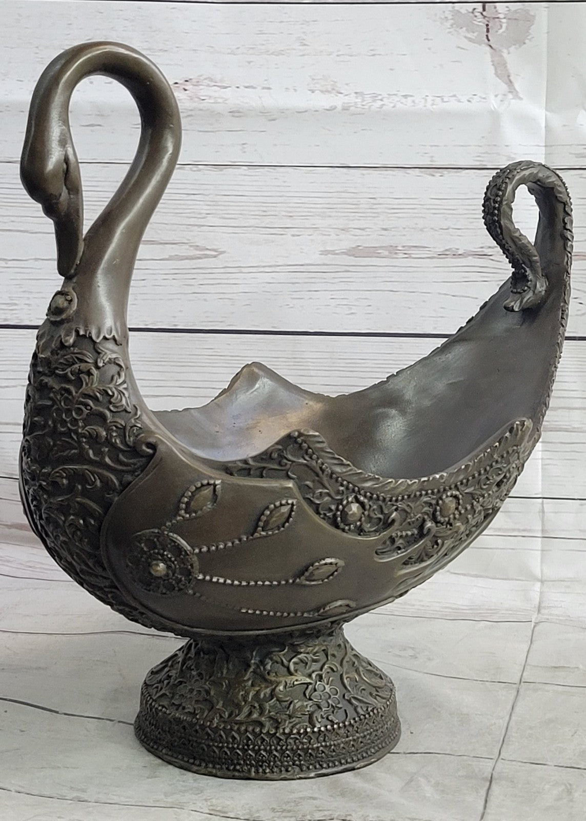 Art Nouveau Hot Cast swan planter Bronze Sculpture Classic Artwork Figurine Gift