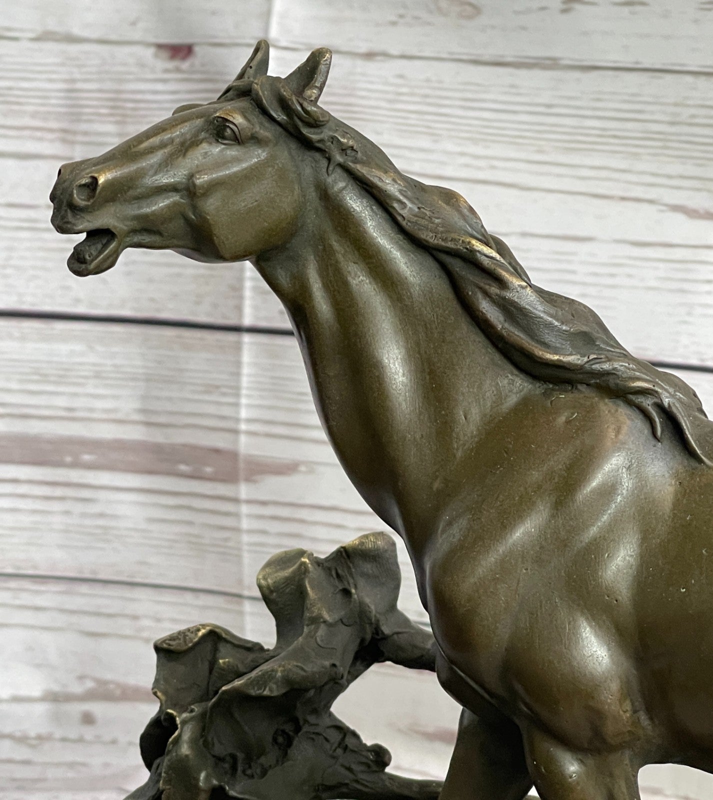 Handmade bronze sculpture Signed P.J Mene Loving Horse Marble Base Figurine Sale