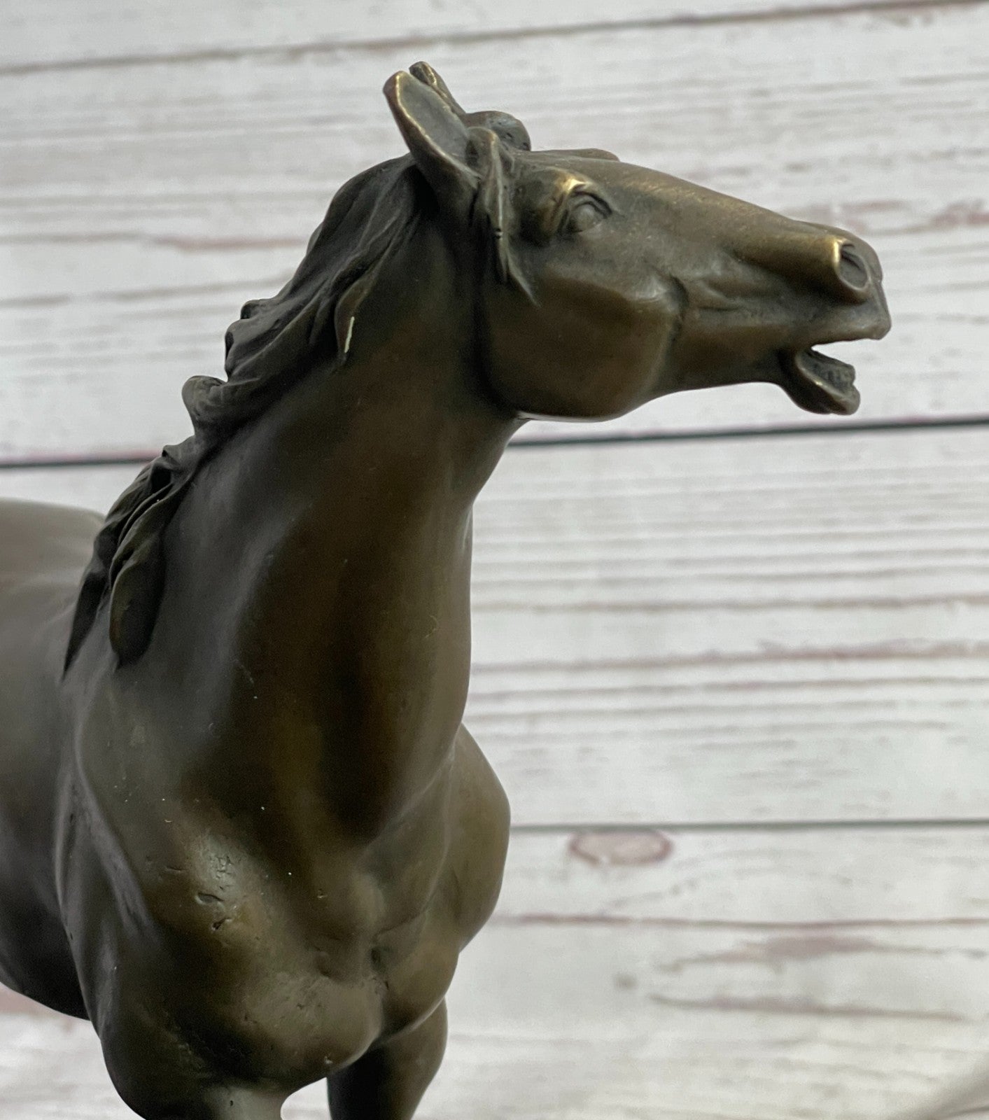 Handmade bronze sculpture Signed P.J Mene Loving Horse Marble Base Figurine Sale