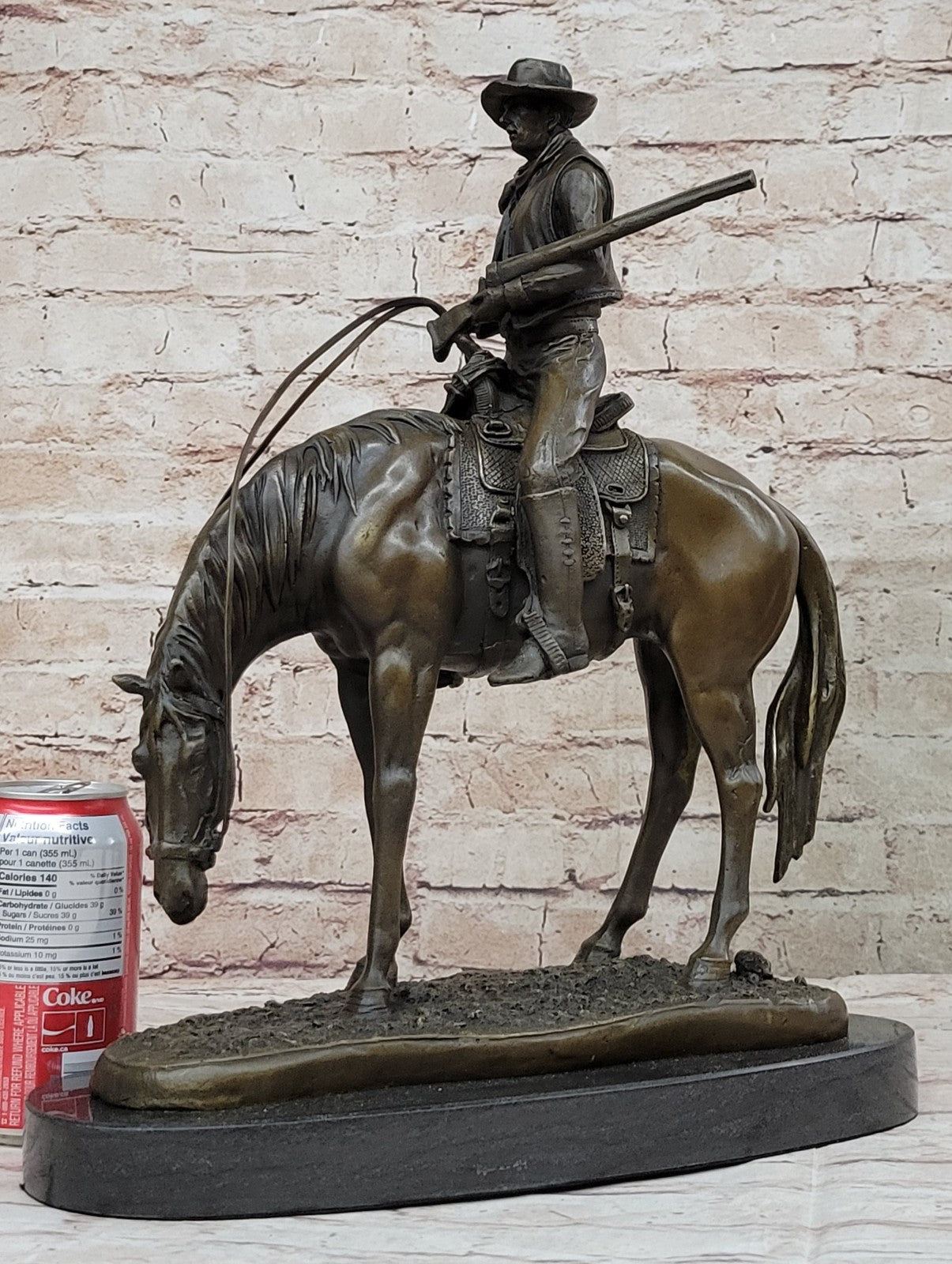 Handcrafted Museum Quality Classic Western Old West Cowboy Riding Horse Bronze S