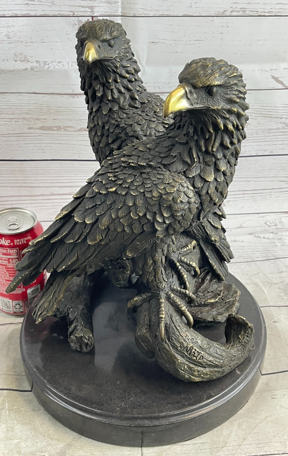 Handmade Milo Bronze Sculpture: Lifelike Eagles in Lost Wax Technique