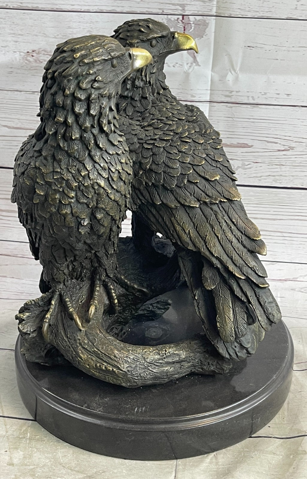 Handmade Milo Bronze Sculpture: Lifelike Eagles in Lost Wax Technique