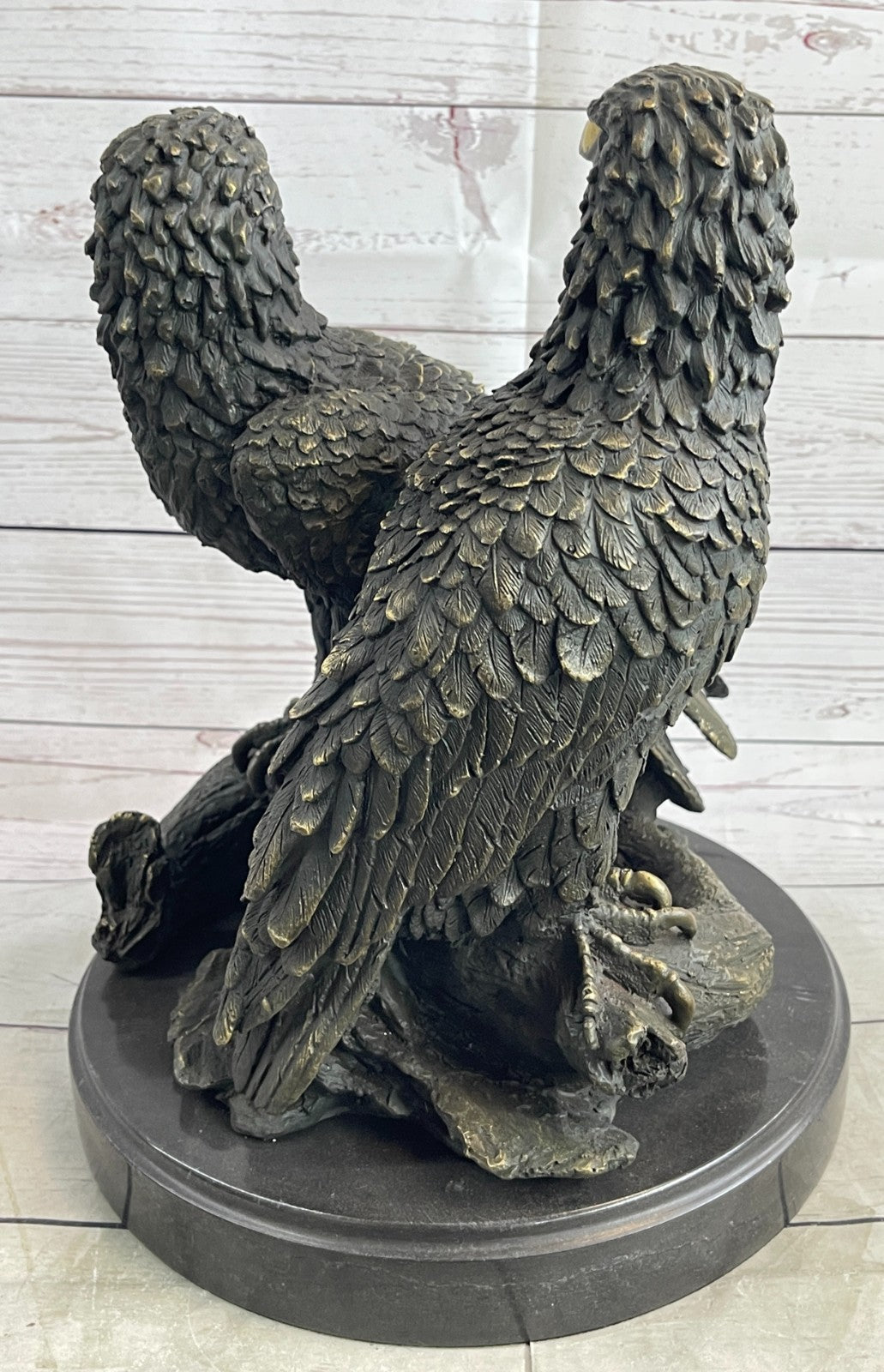 Handmade Milo Bronze Sculpture: Lifelike Eagles in Lost Wax Technique