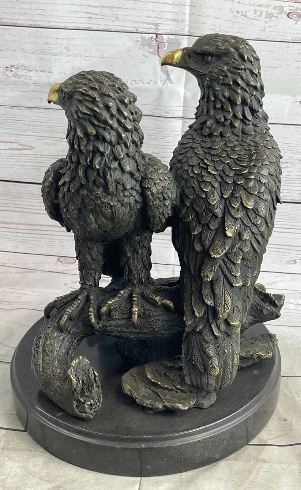 Handmade Milo Bronze Sculpture: Lifelike Eagles in Lost Wax Technique