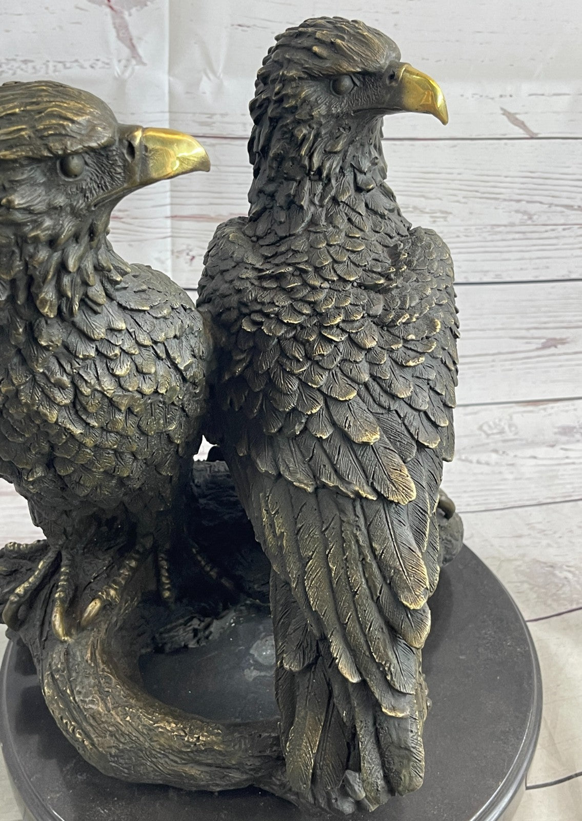 Handmade Milo Bronze Sculpture: Lifelike Eagles in Lost Wax Technique