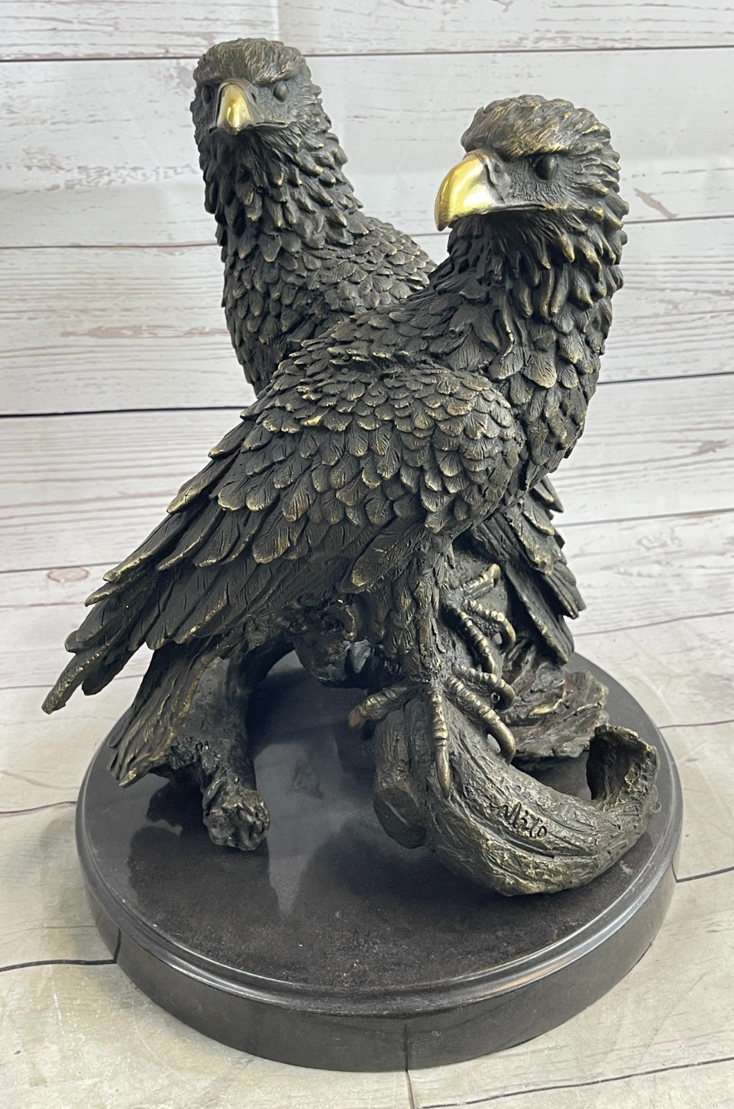 Handmade Milo Bronze Sculpture: Lifelike Eagles in Lost Wax Technique