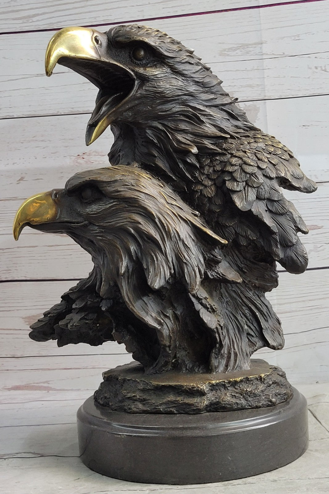 Milo Double Eagle Handcrafted Bronze Statue Sculpture Artwork Wildlife Figurine