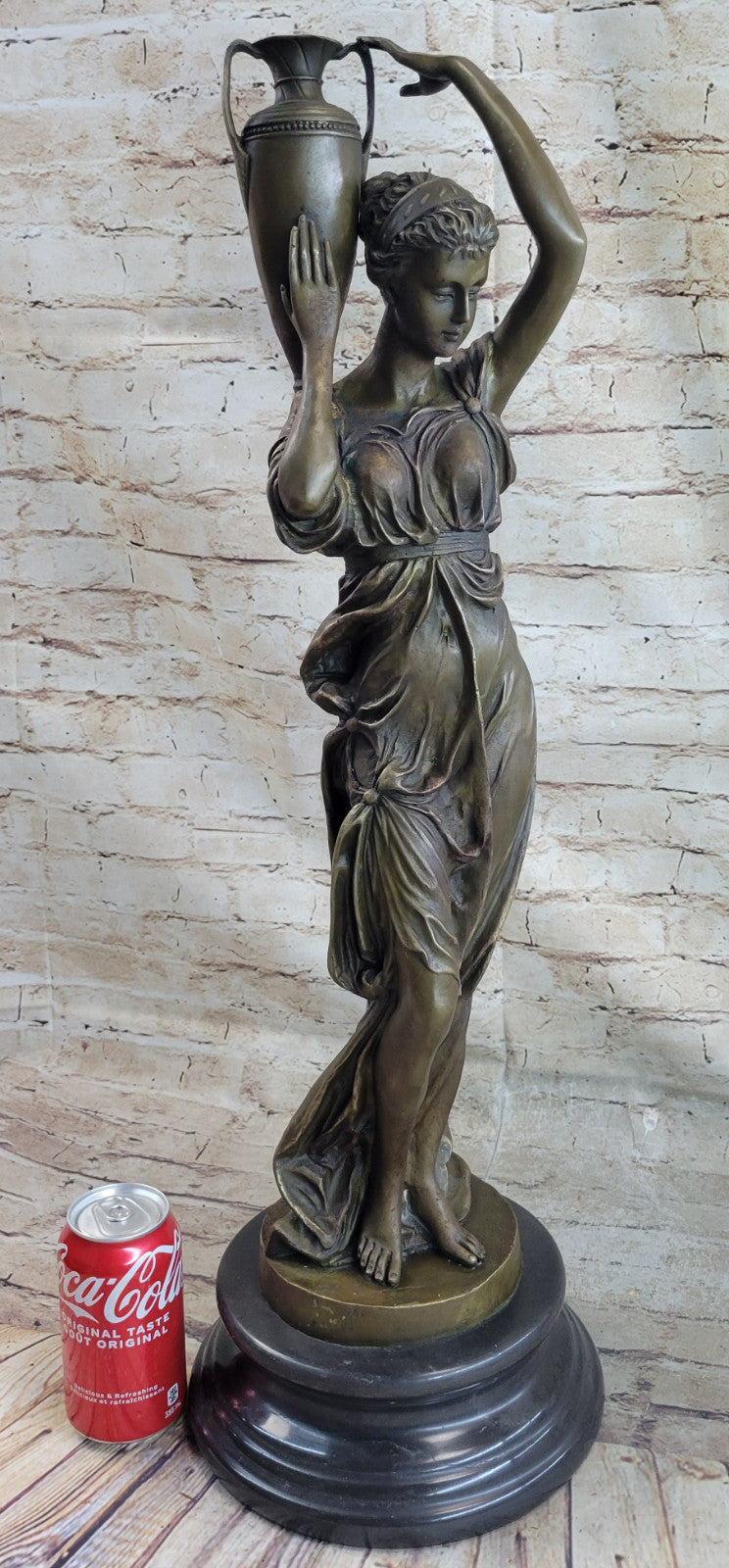 ART NOUVEAU STATUE SCULPTURE CARRIER YOUNG MAIDENS GUILDED BRONZE OR SPELTER FIGURINE