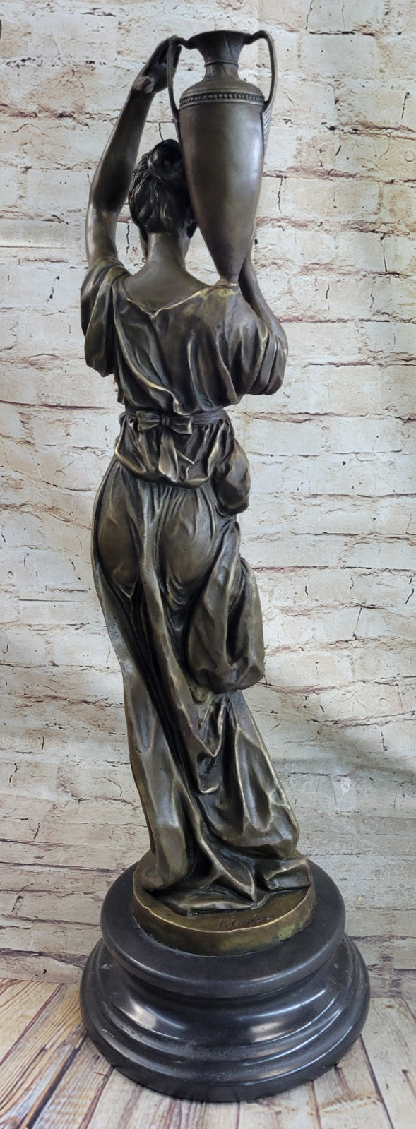 ART NOUVEAU STATUE SCULPTURE CARRIER YOUNG MAIDENS GUILDED BRONZE OR SPELTER FIGURINE