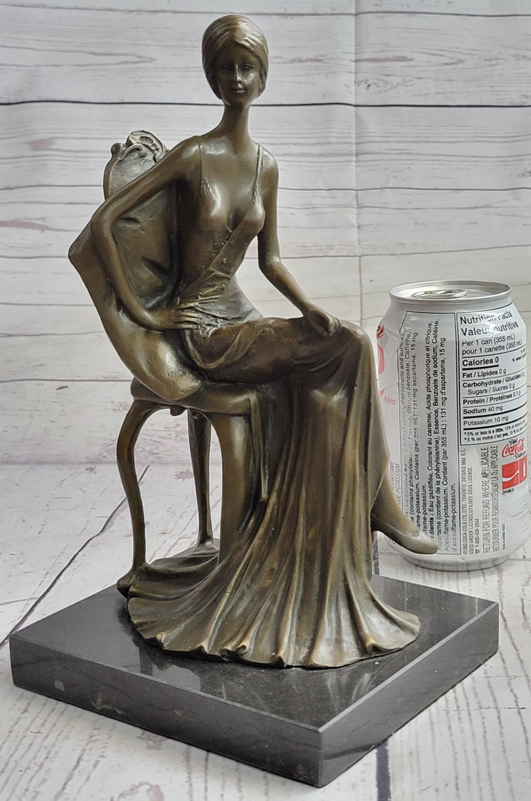 Handcrafted Detail Sitting Woman Female Signed American Artist Fisher Bronze