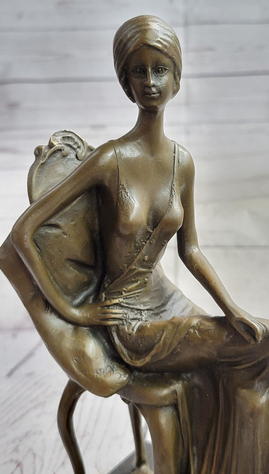 Handcrafted Detail Sitting Woman Female Signed American Artist Fisher Bronze