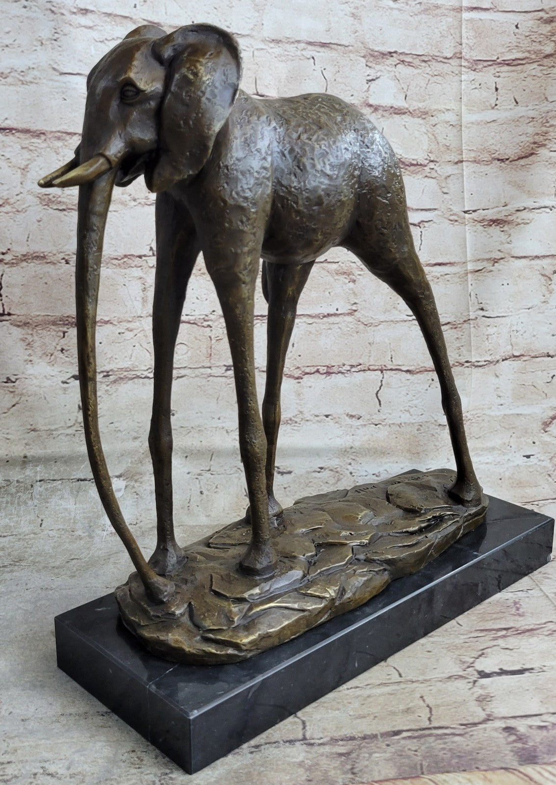 Art Deco Hot Cast By Lost wax Method Space Elephant Animal Rare Bronze Sculpture