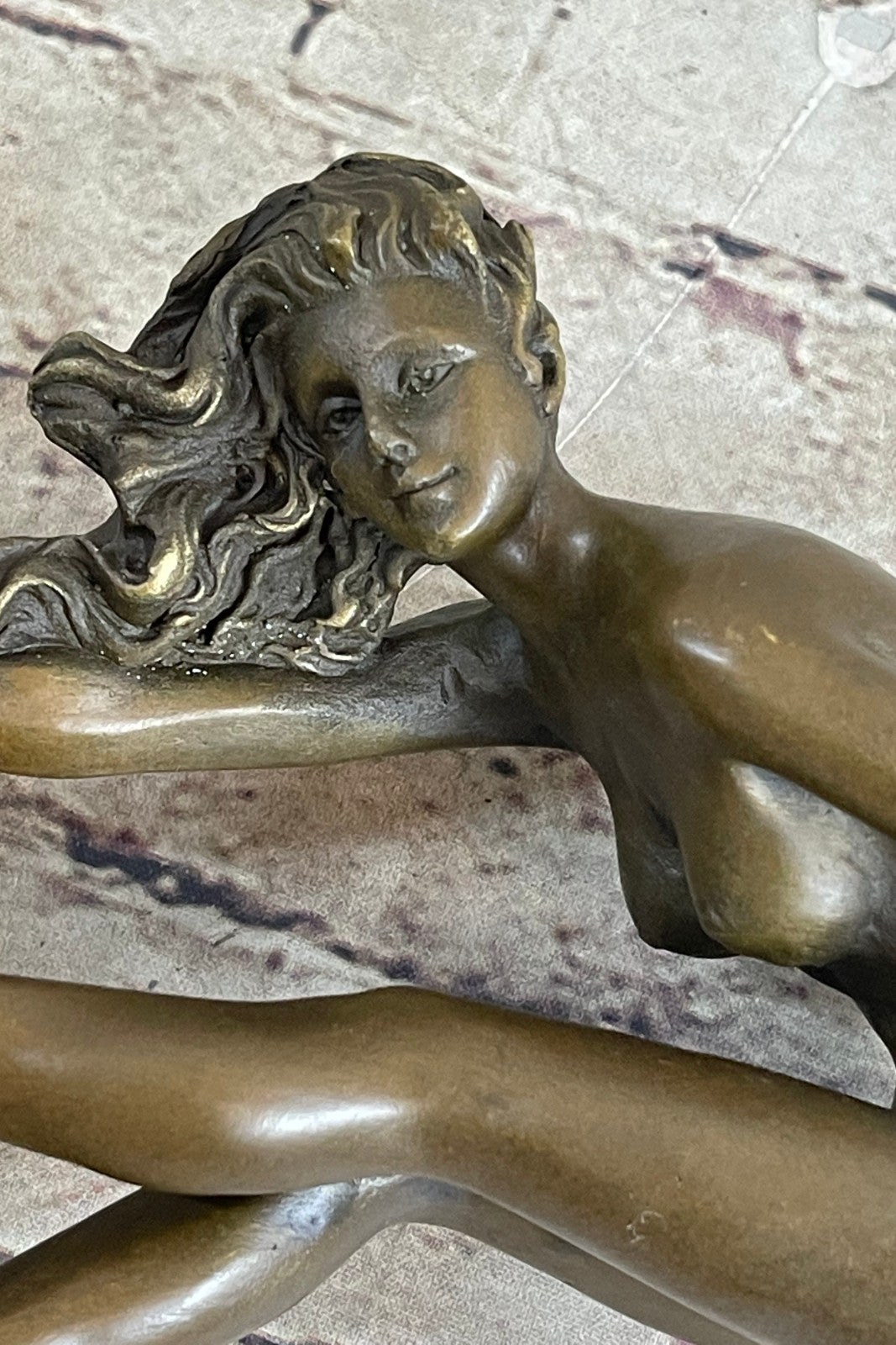 Original Vitaleh Nude Girl Bending Bronze Figurine Art Deco Hot Cast Masterpiece