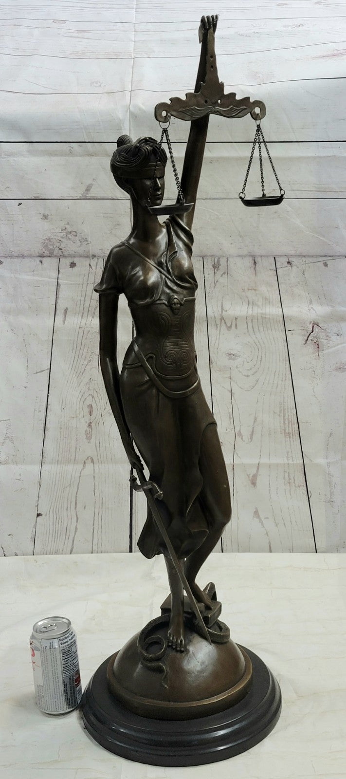 Bronze Hand-crafted Art Sculpture GODDESS Blind Lady Justice Law OFFICE Statue