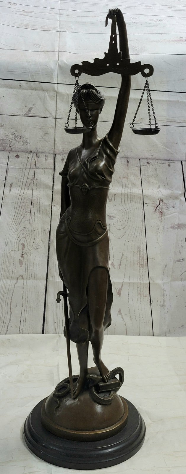 Bronze Hand-crafted Art Sculpture GODDESS Blind Lady Justice Law OFFICE Statue