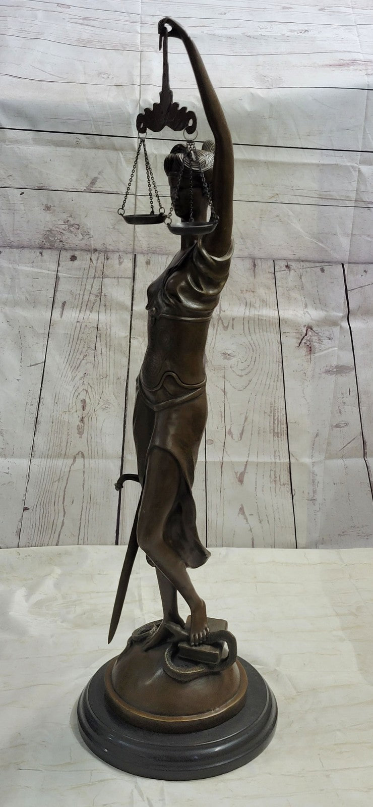 Bronze Hand-crafted Art Sculpture GODDESS Blind Lady Justice Law OFFICE Statue