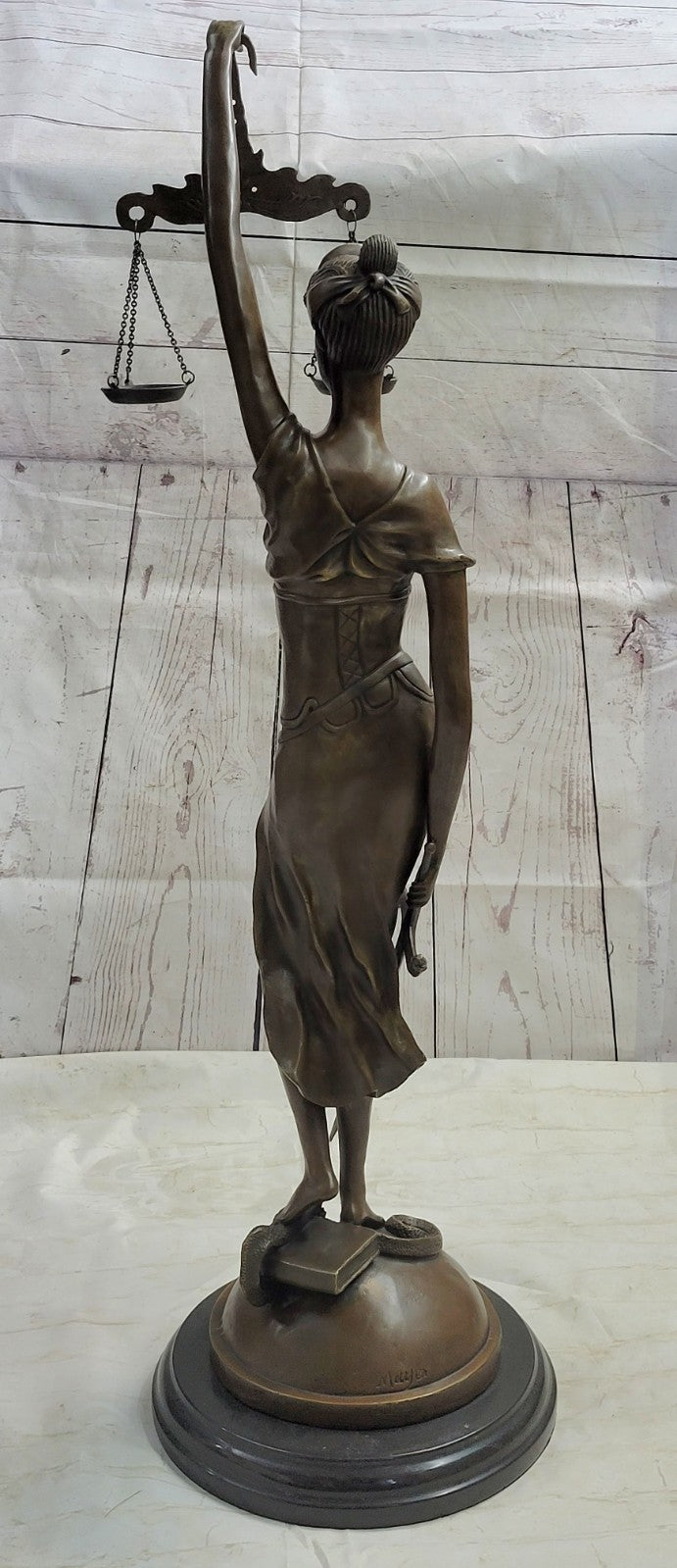 Bronze Hand-crafted Art Sculpture GODDESS Blind Lady Justice Law OFFICE Statue