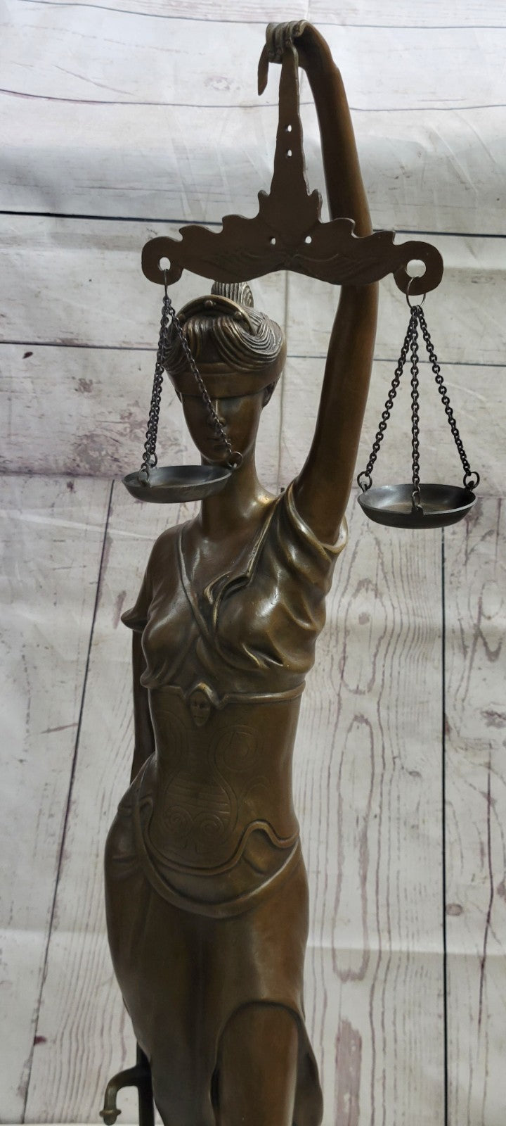 Bronze Hand-crafted Art Sculpture GODDESS Blind Lady Justice Law OFFICE Statue