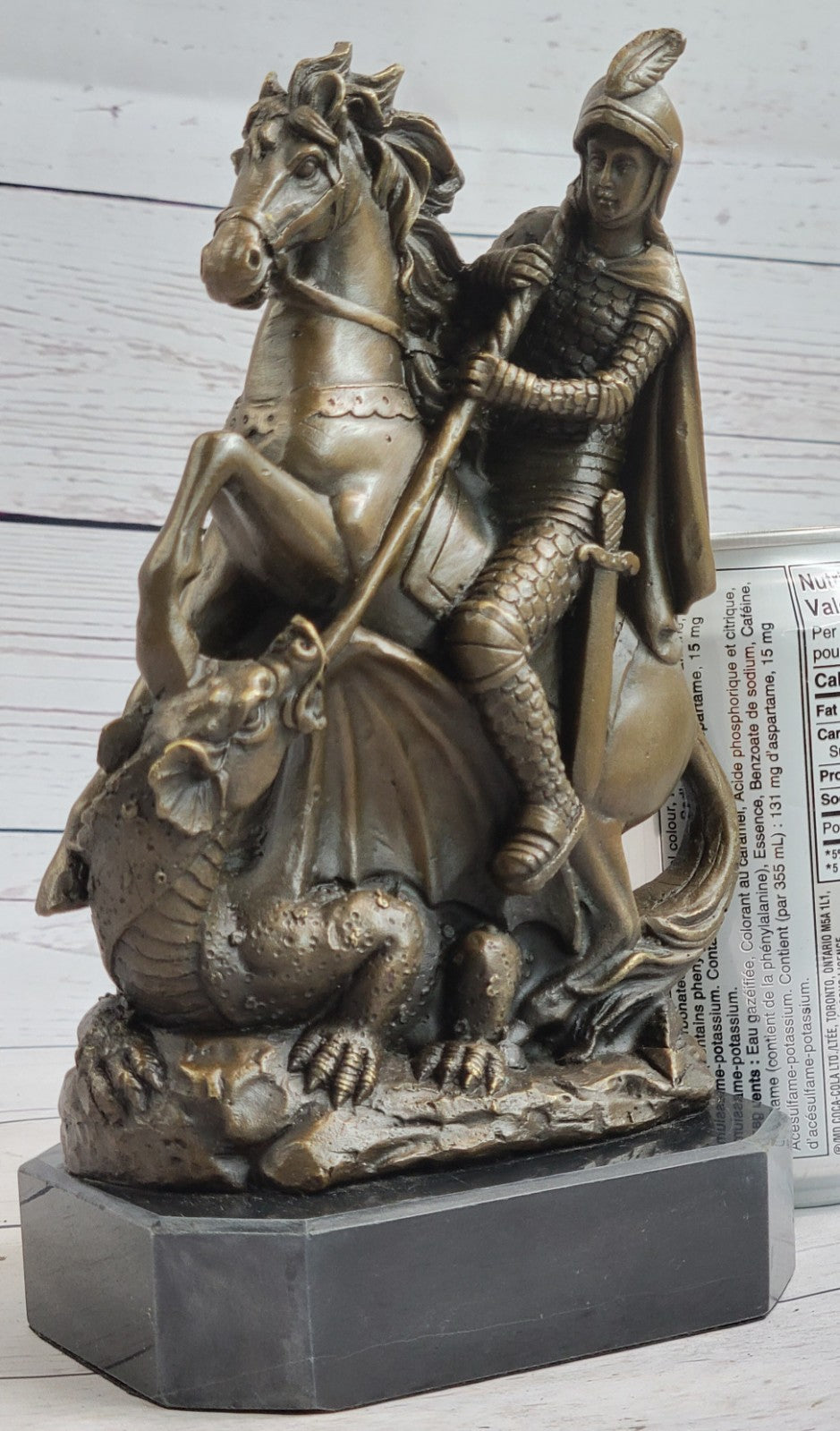 Handcrafted bronze sculpture SALE Catho Saint Military Slayer Dragon George St