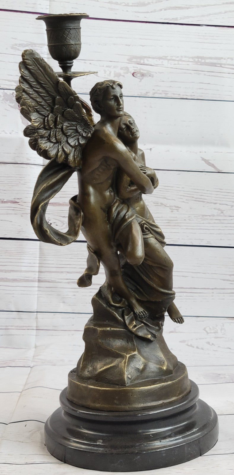 Erotic Art Nude Angel and Female Bronze Candelabra Sculpture Figurine Hot Cast