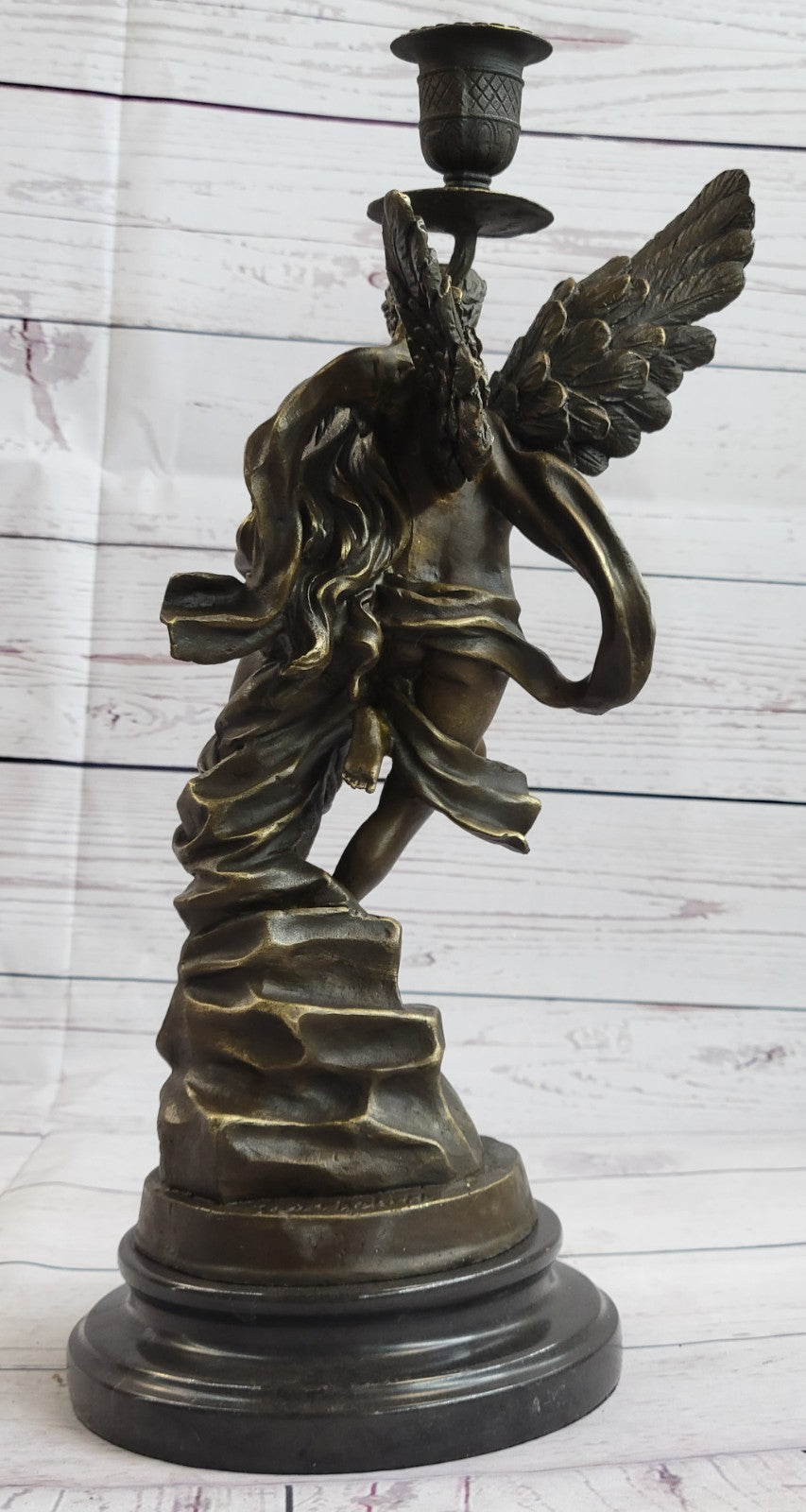 Erotic Art Nude Angel and Female Bronze Candelabra Sculpture Figurine Hot Cast