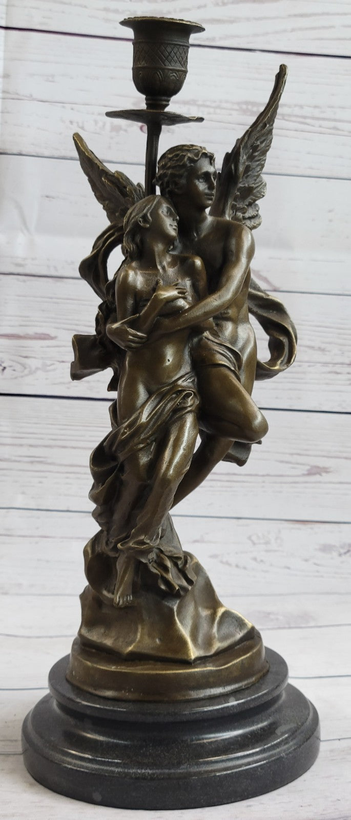 Art Decor Marble Bronze Sculpture Angel " Psyche and Eros " Statue Figure Cupid