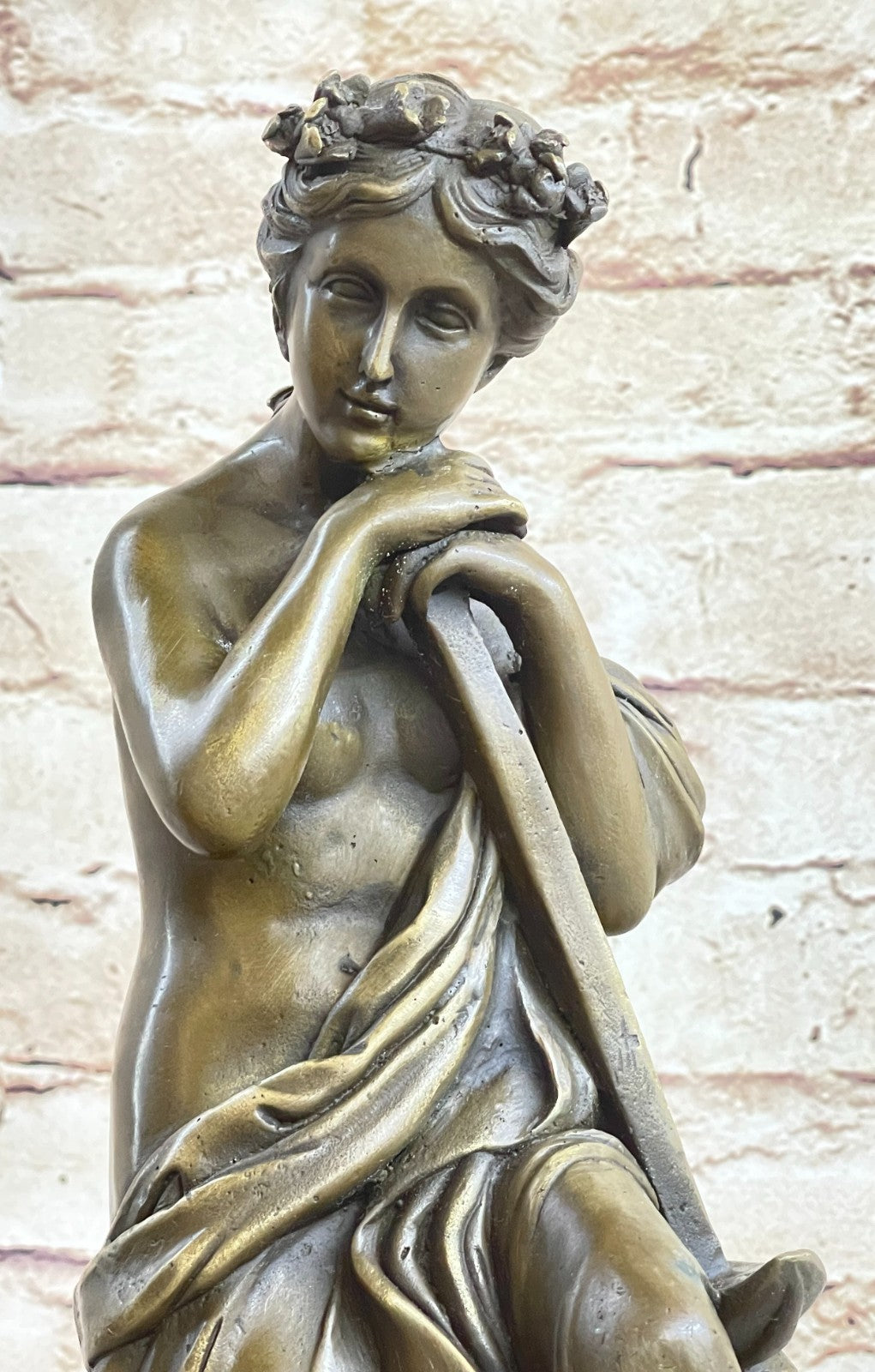 Handcrafted Detailed Nude Victorian Style Female Worker Bronze Sculpture Sale