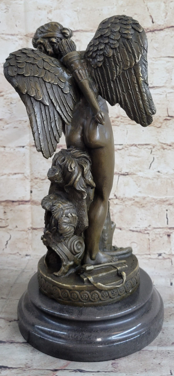 Cupid Romantic Lovers Bronze Wedding Anniversary Bronze Signed Sculpture Statue