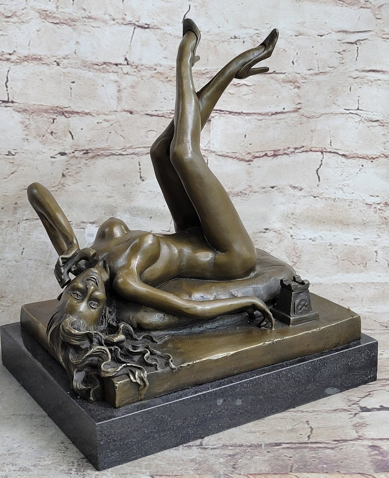 Bronze Figurine Statue Sculpture Bronze Figurine Woman/lady on The phone Erotic