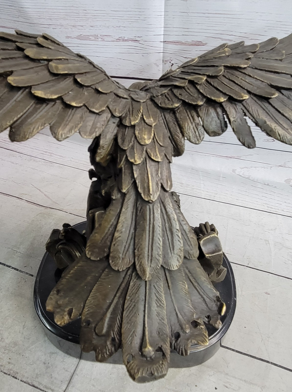 Flying Eagle Hawk Bird Eagle Spread wing Fighting Bronze Sculpture, Signed:Milo