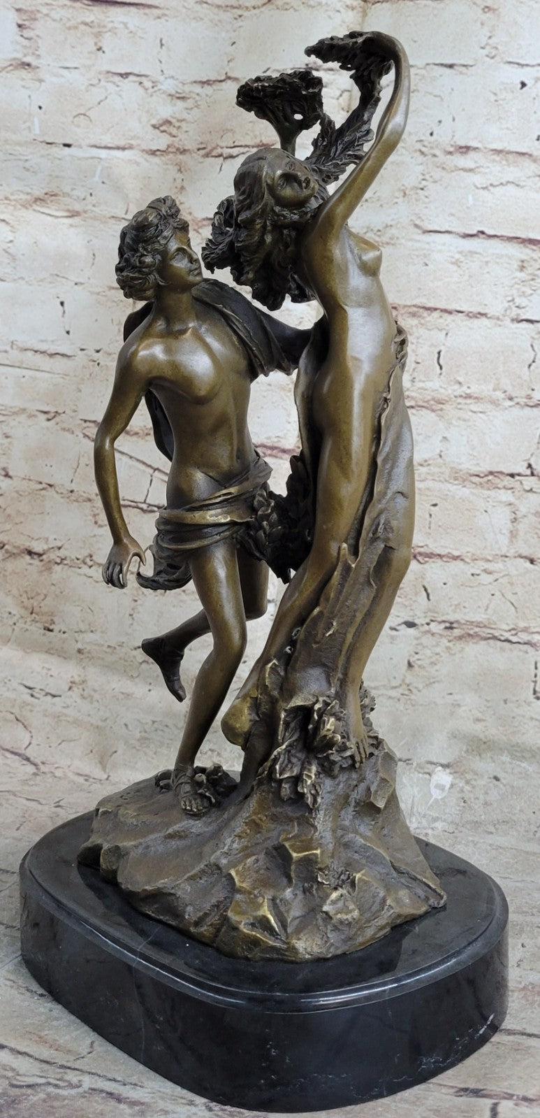 Art Deco Apollo and Daphne a Mythical Museum Quality Masterpiece Bronze Sculptur