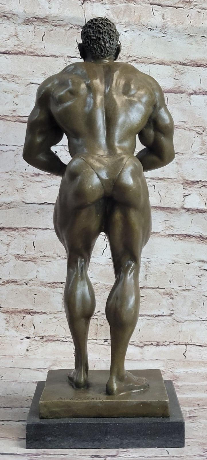 Handcrafted bronze sculpture SALE Marble Man Nude Art Modern Muscular Abstract