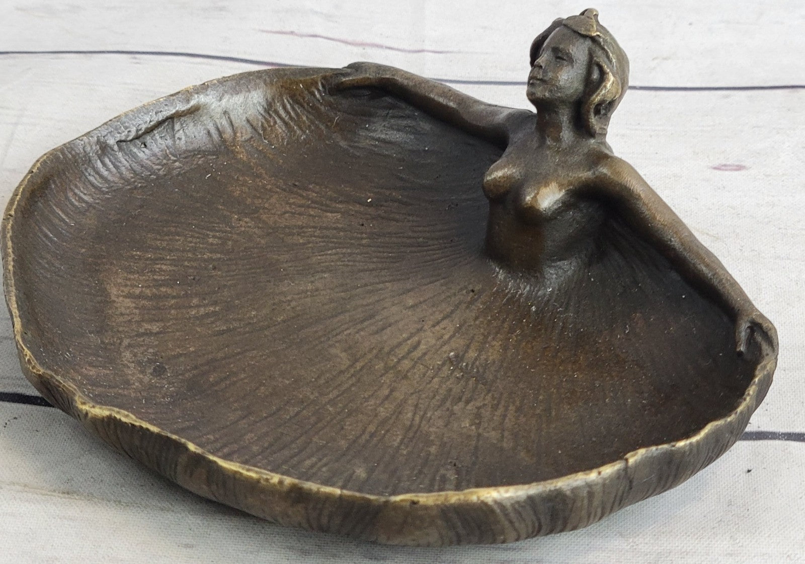 Handcrafted Bronze sculpture SALE Deco Female Nude Tray Dish Rubin Figurine