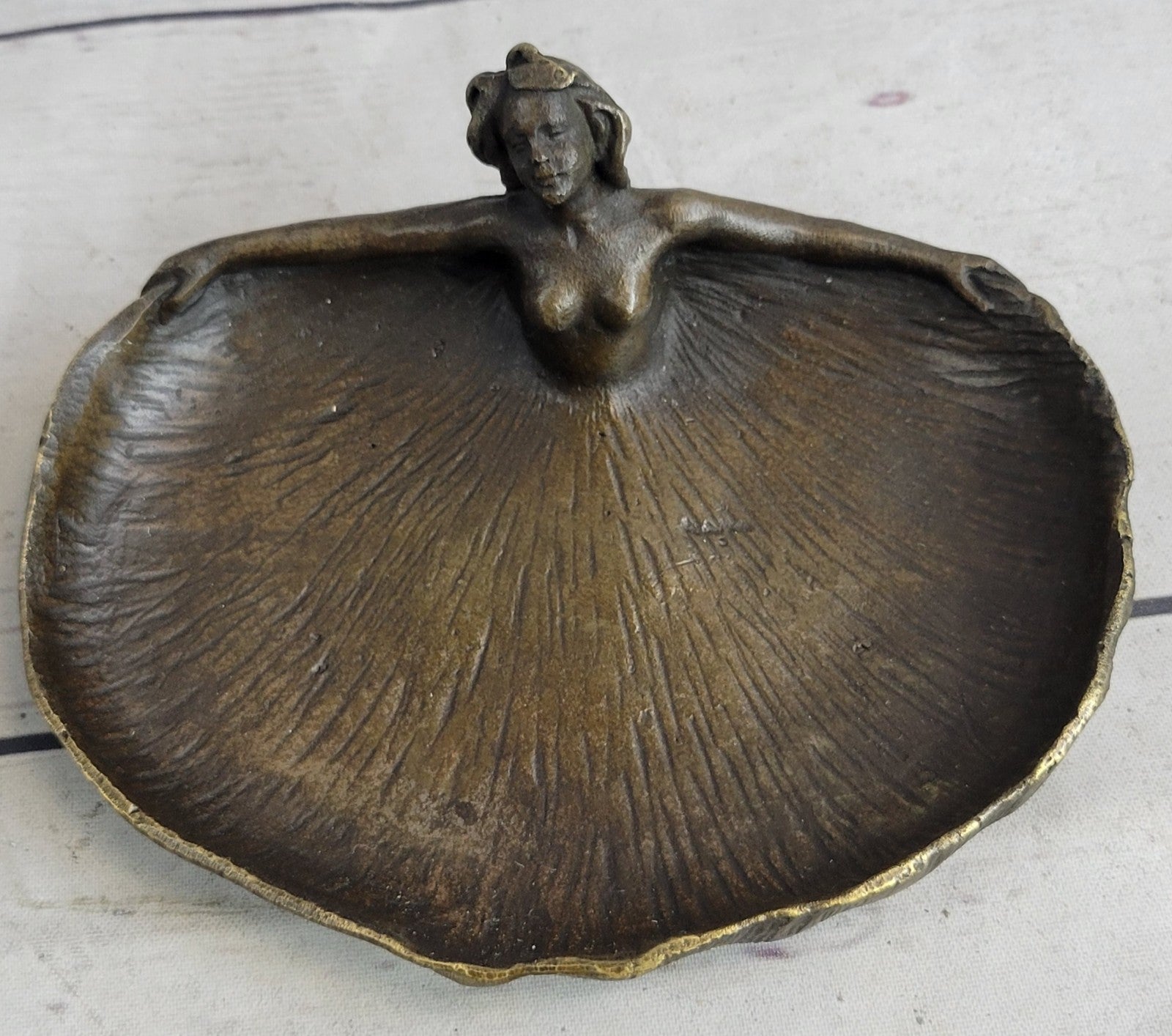 Handcrafted Bronze sculpture SALE Deco Female Nude Tray Dish Rubin Figurine