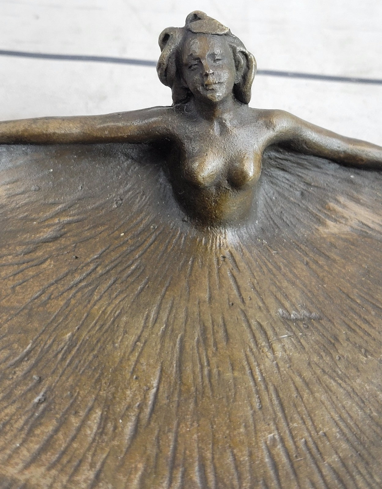 Handcrafted Bronze sculpture SALE Deco Female Nude Tray Dish Rubin Figurine