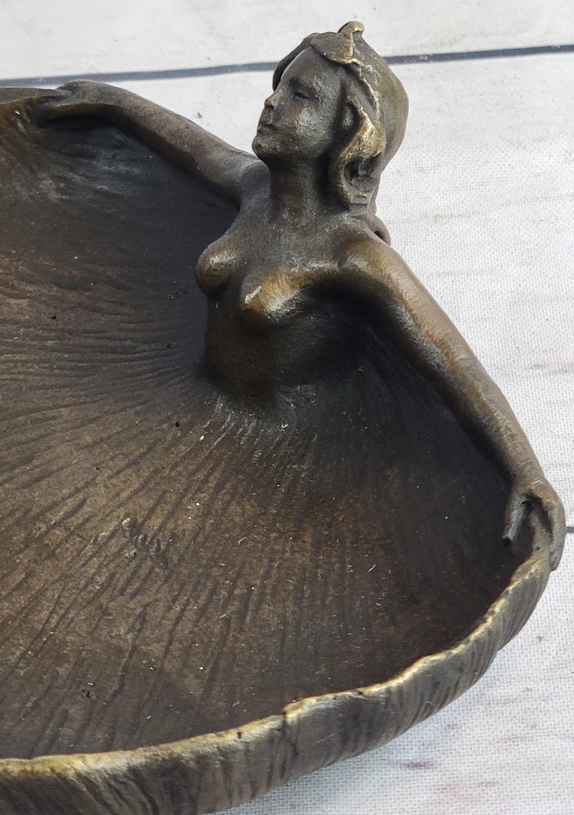 Handcrafted Bronze sculpture SALE Deco Female Nude Tray Dish Rubin Figurine