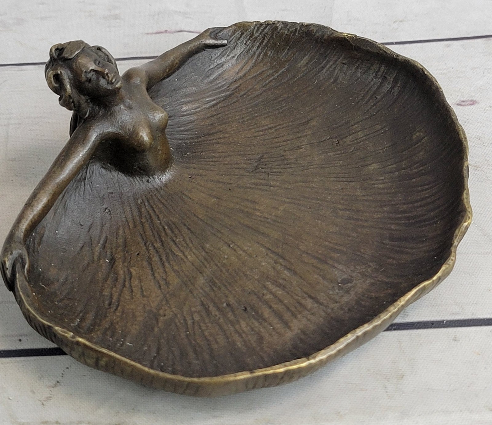 Handcrafted Bronze sculpture SALE Deco Female Nude Tray Dish Rubin Figurine