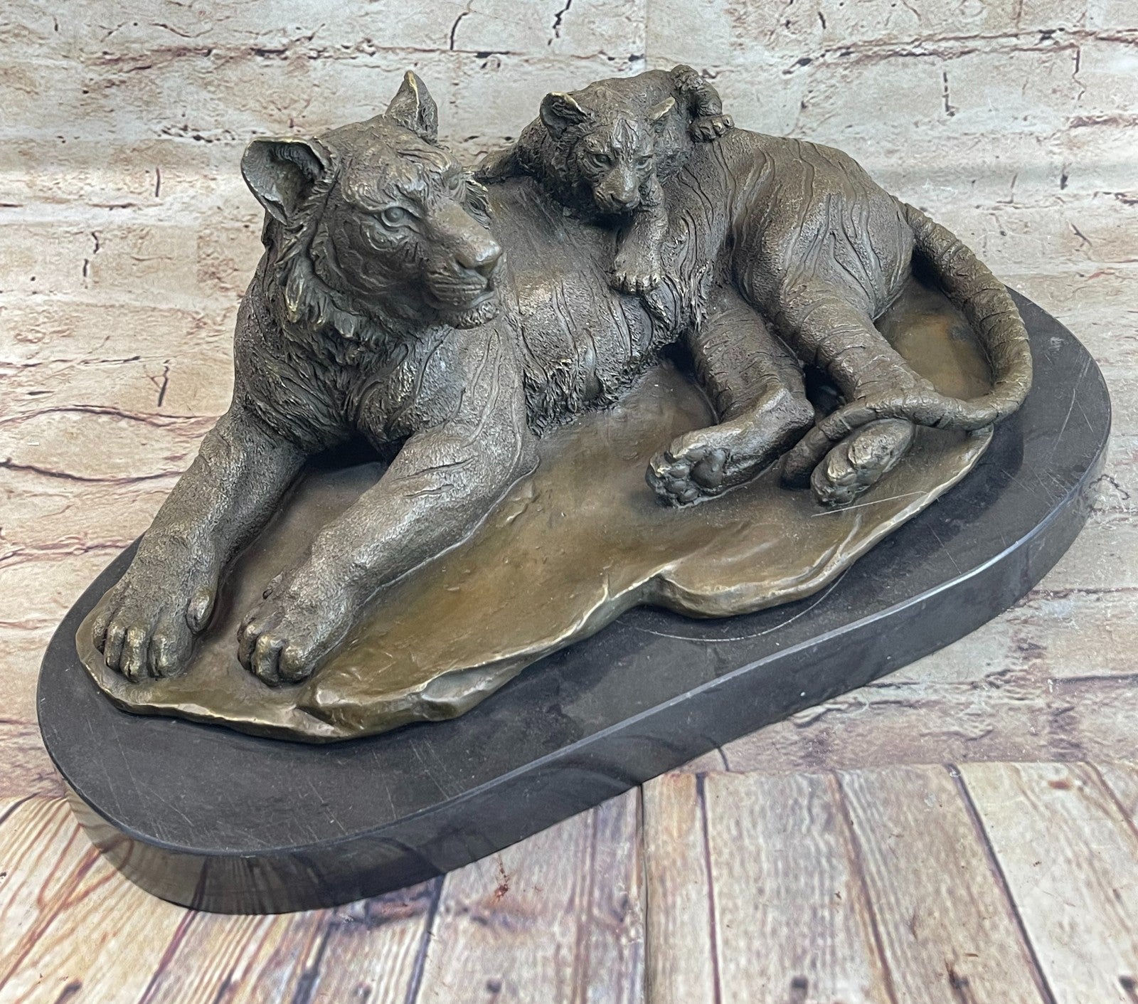 LARGE BRONZE STATUE SCULPTURE LION PANTHER TIGER PUMA COUGAR BIG CAT AFRICAN