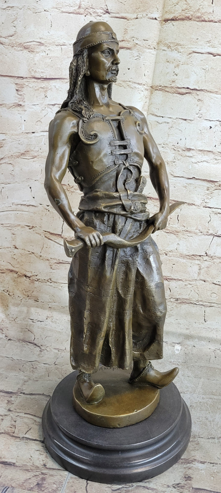 20" inch Tall Arab Soldier with Sword Museum Quality Great Detail Bronze Statue